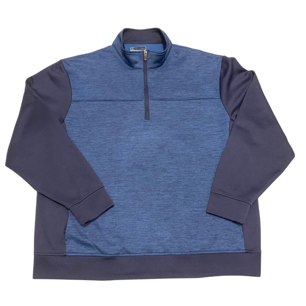 PGA Tour Mens Golf Shirt 2 Tone Blue Sz. XL Quarter Zip Pullover Pockets Sporty